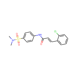 CN(C)S(=O)(=O)c1ccc(NC(=O)/C=C/c2ccccc2Cl)cc1 ZINC000003555687