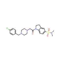 CN(C)S(=O)(=O)c1ccc2c(c1)CCN2C(=O)CN1CCN(Cc2ccc(Cl)cc2)CC1 ZINC000022941256