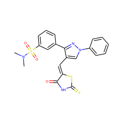 CN(C)S(=O)(=O)c1cccc(-c2nn(-c3ccccc3)cc2/C=C2\SC(=S)NC2=O)c1 ZINC000017245754