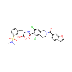 CN(C)S(=O)(=O)c1cccc(C[C@H](NC(=O)c2c(Cl)cc3c(c2Cl)CCN(C(=O)c2ccc4ccoc4c2)C3)C(=O)O)c1 ZINC000084670001