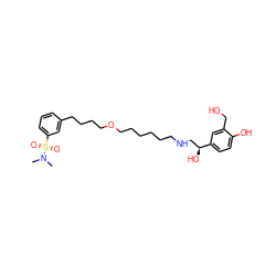 CN(C)S(=O)(=O)c1cccc(CCCCOCCCCCCNC[C@H](O)c2ccc(O)c(CO)c2)c1 ZINC000040914228