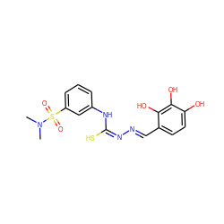 CN(C)S(=O)(=O)c1cccc(N/C(S)=N\N=C\c2ccc(O)c(O)c2O)c1 ZINC000013638213