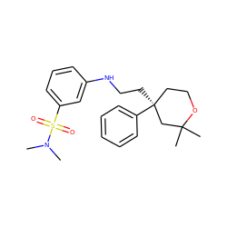 CN(C)S(=O)(=O)c1cccc(NCC[C@]2(c3ccccc3)CCOC(C)(C)C2)c1 ZINC000072110840