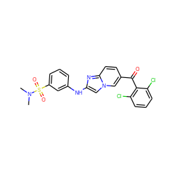 CN(C)S(=O)(=O)c1cccc(Nc2cn3cc(C(=O)c4c(Cl)cccc4Cl)ccc3n2)c1 ZINC000014945524