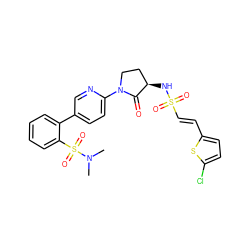 CN(C)S(=O)(=O)c1ccccc1-c1ccc(N2CC[C@@H](NS(=O)(=O)/C=C/c3ccc(Cl)s3)C2=O)nc1 ZINC000028979621