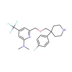 CN(C)c1cc(C(F)(F)F)cc(COCC2(c3ccc(F)cc3)CCNCC2)n1 ZINC000095590442