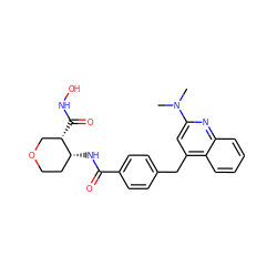 CN(C)c1cc(Cc2ccc(C(=O)N[C@@H]3CCOC[C@@H]3C(=O)NO)cc2)c2ccccc2n1 ZINC000028821965