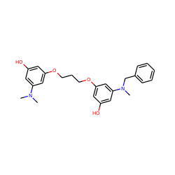 CN(C)c1cc(O)cc(OCCCOc2cc(O)cc(N(C)Cc3ccccc3)c2)c1 ZINC000040918088