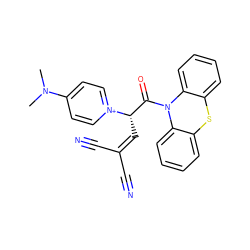 CN(C)c1cc[n+]([C@@H](C=C(C#N)C#N)C(=O)N2c3ccccc3Sc3ccccc32)cc1 ZINC000095596133