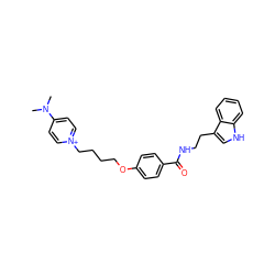 CN(C)c1cc[n+](CCCCOc2ccc(C(=O)NCCc3c[nH]c4ccccc34)cc2)cc1 ZINC000095564954