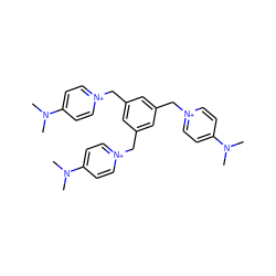 CN(C)c1cc[n+](Cc2cc(C[n+]3ccc(N(C)C)cc3)cc(C[n+]3ccc(N(C)C)cc3)c2)cc1 ZINC000013554574