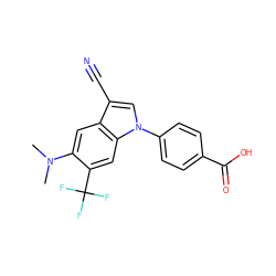 CN(C)c1cc2c(C#N)cn(-c3ccc(C(=O)O)cc3)c2cc1C(F)(F)F ZINC000202400027