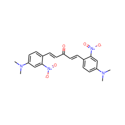 CN(C)c1ccc(/C=C/C(=O)/C=C/c2ccc(N(C)C)cc2[N+](=O)[O-])c([N+](=O)[O-])c1 ZINC000169352061