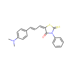 CN(C)c1ccc(/C=C/C=C2/SC(=S)N(c3ccccc3)C2=O)cc1 ZINC000001514292