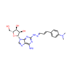 CN(C)c1ccc(/C=C/C=N/Nc2nc(N)c3ncn([C@@H]4O[C@H](CO)[C@@H](O)[C@H]4O)c3n2)cc1 ZINC000012405893