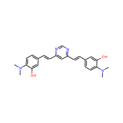 CN(C)c1ccc(/C=C/c2cc(/C=C/c3ccc(N(C)C)c(O)c3)ncn2)cc1O ZINC000084689462