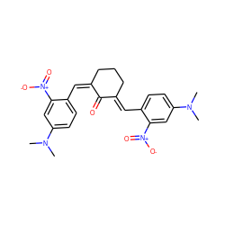 CN(C)c1ccc(/C=C2/CCC/C(=C\c3ccc(N(C)C)cc3[N+](=O)[O-])C2=O)c([N+](=O)[O-])c1 ZINC000169352056