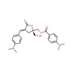 CN(C)c1ccc(/C=C2\C[C@@](CO)(COC(=O)c3ccc(N(C)C)cc3)OC2=O)cc1 ZINC000040836413