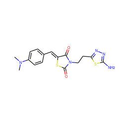 CN(C)c1ccc(/C=C2\SC(=O)N(CCc3nnc(N)s3)C2=O)cc1 ZINC000012564373