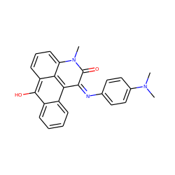 CN(C)c1ccc(/N=C2\C(=O)N(C)c3cccc4c(O)c5ccccc5c2c34)cc1 ZINC000101882746