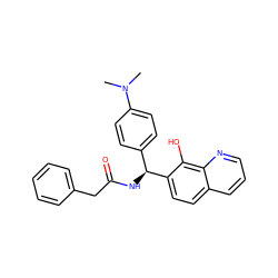 CN(C)c1ccc([C@H](NC(=O)Cc2ccccc2)c2ccc3cccnc3c2O)cc1 ZINC000005797871