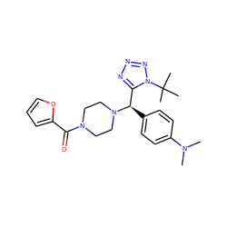 CN(C)c1ccc([C@H](c2nnnn2C(C)(C)C)N2CCN(C(=O)c3ccco3)CC2)cc1 ZINC000026364089