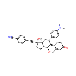 CN(C)c1ccc([C@H]2C[C@@]3(C)[C@@H](CC[C@@]3(O)C#Cc3ccc(C#N)cc3)[C@@H]3OCC4=CC(=O)CCC4=C32)cc1 ZINC000028818208