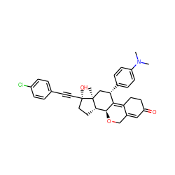 CN(C)c1ccc([C@H]2C[C@@]3(C)[C@@H](CC[C@@]3(O)C#Cc3ccc(Cl)cc3)[C@@H]3OCC4=CC(=O)CCC4=C32)cc1 ZINC000028818194