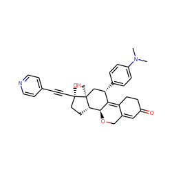 CN(C)c1ccc([C@H]2C[C@@]3(C)[C@@H](CC[C@@]3(O)C#Cc3ccncc3)[C@@H]3OCC4=CC(=O)CCC4=C32)cc1 ZINC000028818248