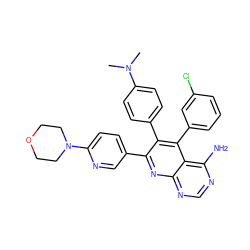 CN(C)c1ccc(-c2c(-c3ccc(N4CCOCC4)nc3)nc3ncnc(N)c3c2-c2cccc(Cl)c2)cc1 ZINC000027563577