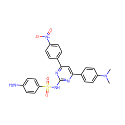 CN(C)c1ccc(-c2cc(-c3ccc([N+](=O)[O-])cc3)nc(NS(=O)(=O)c3ccc(N)cc3)n2)cc1 ZINC000063540291