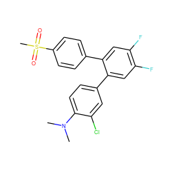 CN(C)c1ccc(-c2cc(F)c(F)cc2-c2ccc(S(C)(=O)=O)cc2)cc1Cl ZINC000003814670