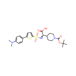 CN(C)c1ccc(-c2ccc(S(=O)(=O)N[C@@H](C(=O)O)C3CCN(C(=O)OC(C)(C)C)CC3)s2)cc1 ZINC000040394654