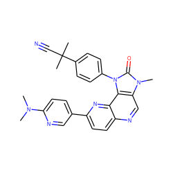 CN(C)c1ccc(-c2ccc3ncc4c(c3n2)n(-c2ccc(C(C)(C)C#N)cc2)c(=O)n4C)cn1 ZINC000118533377