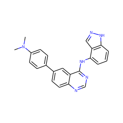 CN(C)c1ccc(-c2ccc3ncnc(Nc4cccc5[nH]ncc45)c3c2)cc1 ZINC000143086150