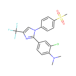 CN(C)c1ccc(-c2nc(C(F)(F)F)cn2-c2ccc(S(C)(=O)=O)cc2)cc1Cl ZINC000003814598