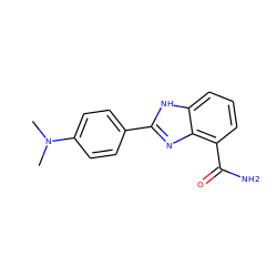 CN(C)c1ccc(-c2nc3c(C(N)=O)cccc3[nH]2)cc1 ZINC000013834550