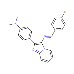 CN(C)c1ccc(-c2nc3ccccn3c2/N=C/c2ccc(Br)cc2)cc1 ZINC000013108414