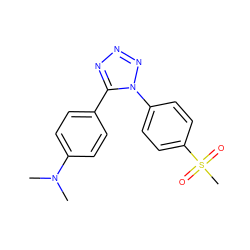 CN(C)c1ccc(-c2nnnn2-c2ccc(S(C)(=O)=O)cc2)cc1 ZINC000073310504