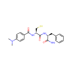 CN(C)c1ccc(C(=O)N[C@@H](CS)C(=O)N[C@@H](Cc2ccccc2)C(N)=O)cc1 ZINC000029558810