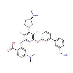 CN(C)c1ccc(C(=O)O)c(Oc2nc(Oc3cccc(-c4cccc(CN)c4)c3)c(F)c(N3CC[C@@H](N(C)C)C3)c2F)c1 ZINC000039300630