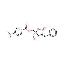 CN(C)c1ccc(C(=O)OC[C@]2(CO)C/C(=C/c3cccnc3)C(=O)O2)cc1 ZINC000045498253