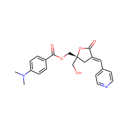 CN(C)c1ccc(C(=O)OC[C@]2(CO)C/C(=C\c3ccncc3)C(=O)O2)cc1 ZINC000045495778