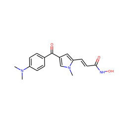 CN(C)c1ccc(C(=O)c2cc(/C=C/C(=O)NO)n(C)c2)cc1 ZINC000013473174