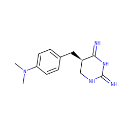 CN(C)c1ccc(C[C@@H]2CNC(=N)NC2=N)cc1 ZINC000013757754