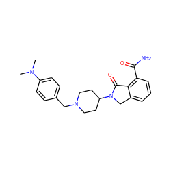 CN(C)c1ccc(CN2CCC(N3Cc4cccc(C(N)=O)c4C3=O)CC2)cc1 ZINC000117378012