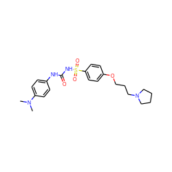 CN(C)c1ccc(NC(=O)NS(=O)(=O)c2ccc(OCCCN3CCCC3)cc2)cc1 ZINC000084617449