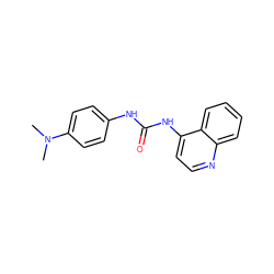 CN(C)c1ccc(NC(=O)Nc2ccnc3ccccc23)cc1 ZINC000000017785