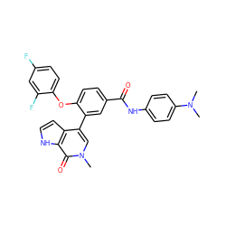 CN(C)c1ccc(NC(=O)c2ccc(Oc3ccc(F)cc3F)c(-c3cn(C)c(=O)c4[nH]ccc34)c2)cc1 ZINC000146787990