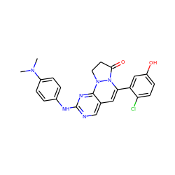 CN(C)c1ccc(Nc2ncc3c(n2)N2CCC(=O)N2C(c2cc(O)ccc2Cl)=C3)cc1 ZINC000053274904